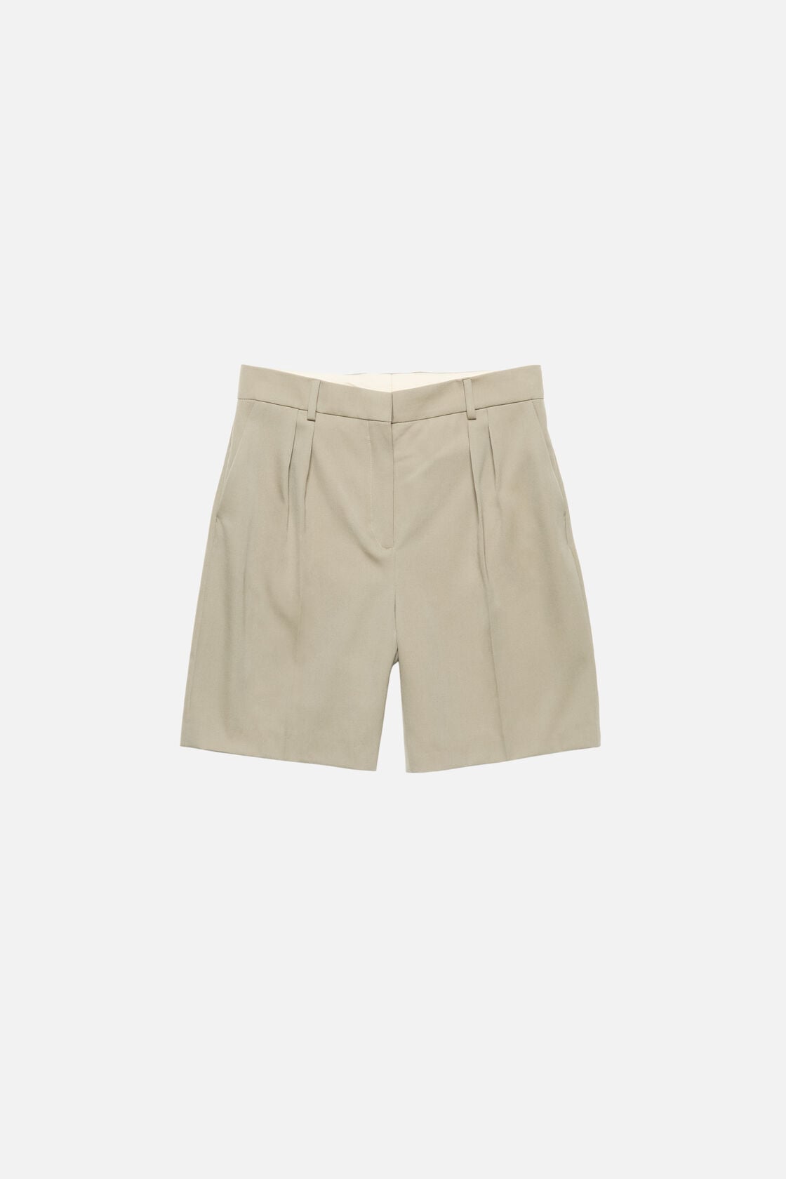 Tailored Wool Shorts - Beige