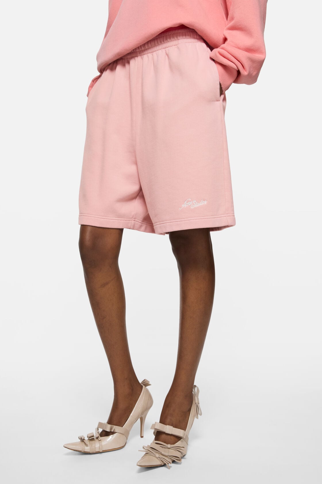 Fleece shorts with logo - Faded pink