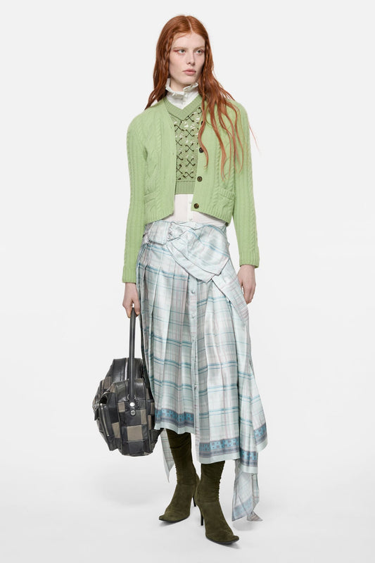Silk skirt with bow - Aqua blue