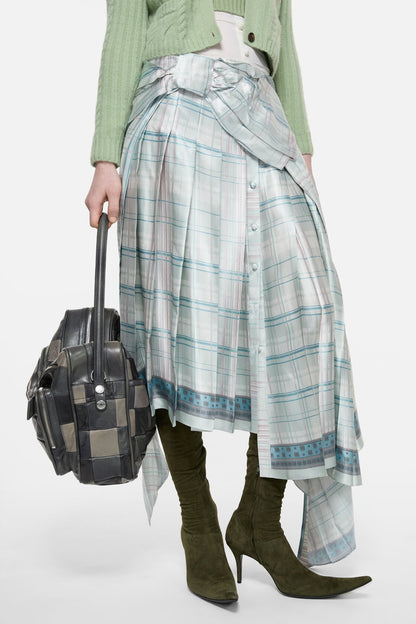 Silk skirt with bow - Aqua blue