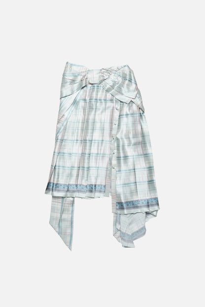 Silk skirt with bow - Aqua blue