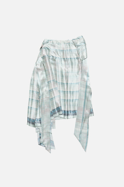 Silk skirt with bow - Aqua blue
