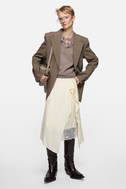 Layered satin skirt - Cream white