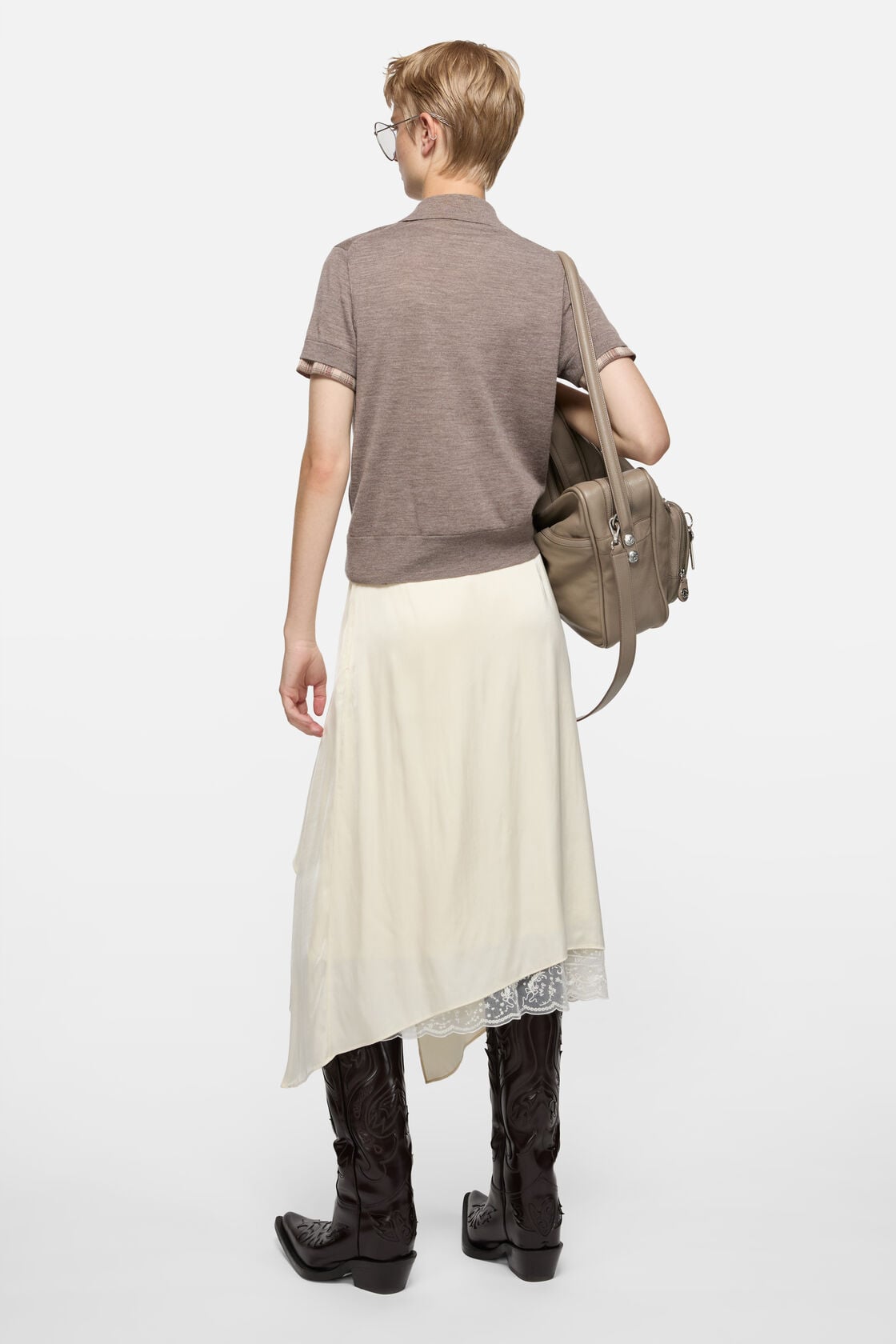 Layered satin skirt - Cream white