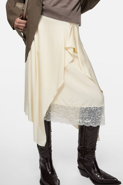 Layered satin skirt - Cream white