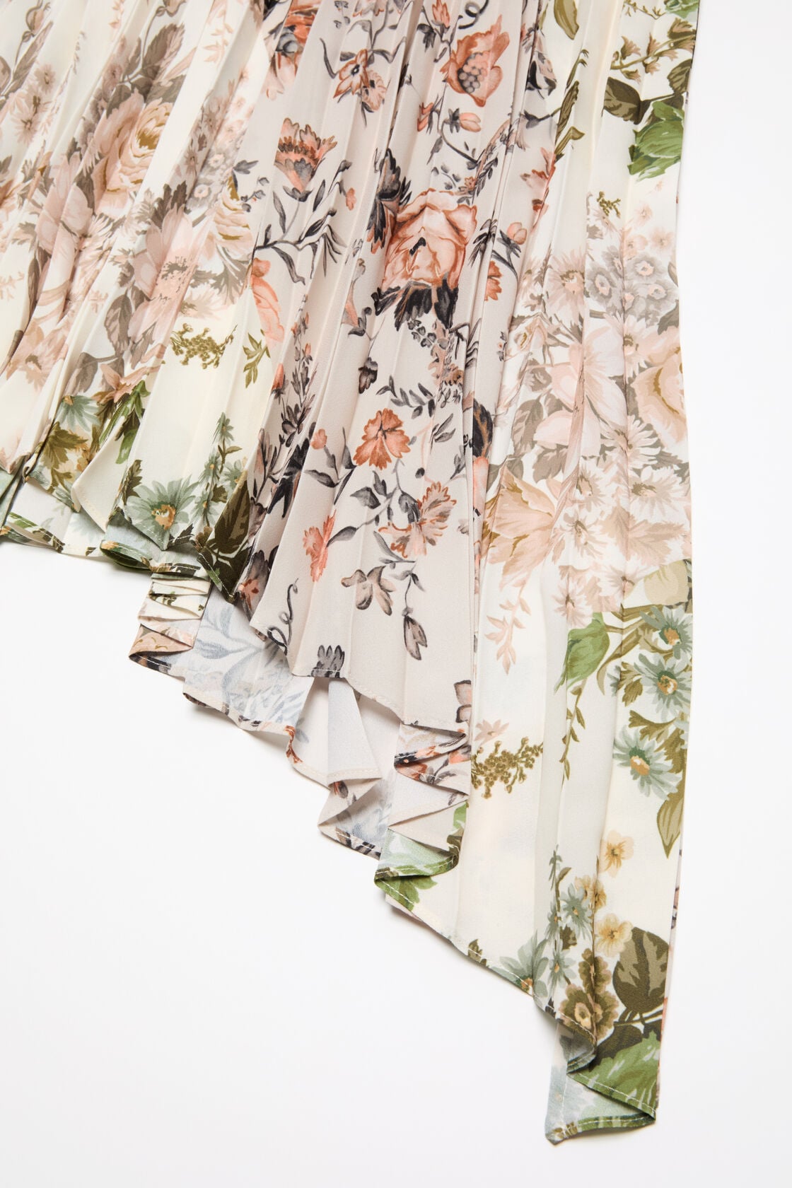 Pleated midi skirt - Beige/white