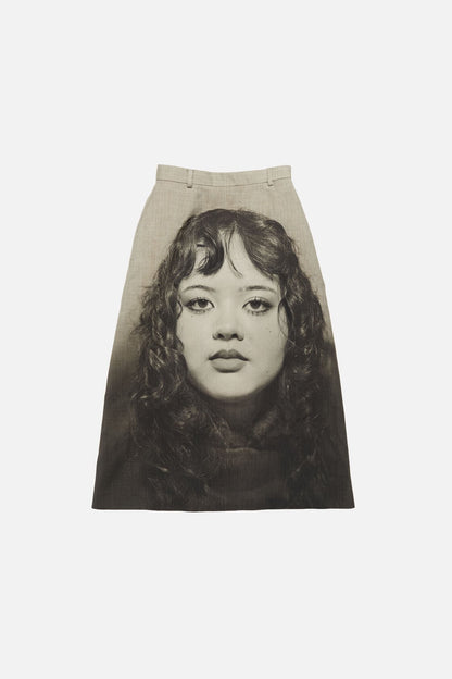Printed wool skirt - Faded taupe/black