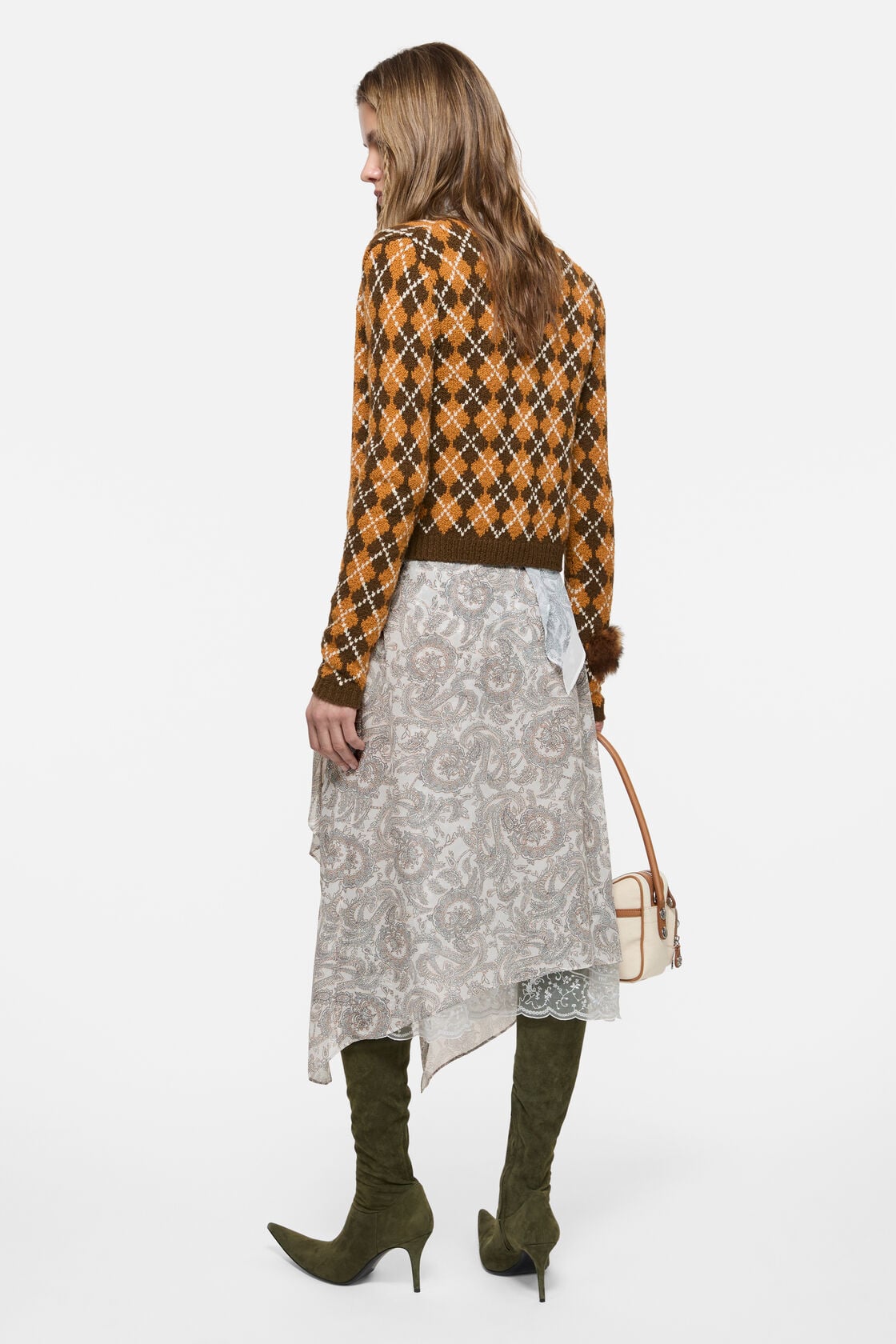Silk paisley skirt - Light beige