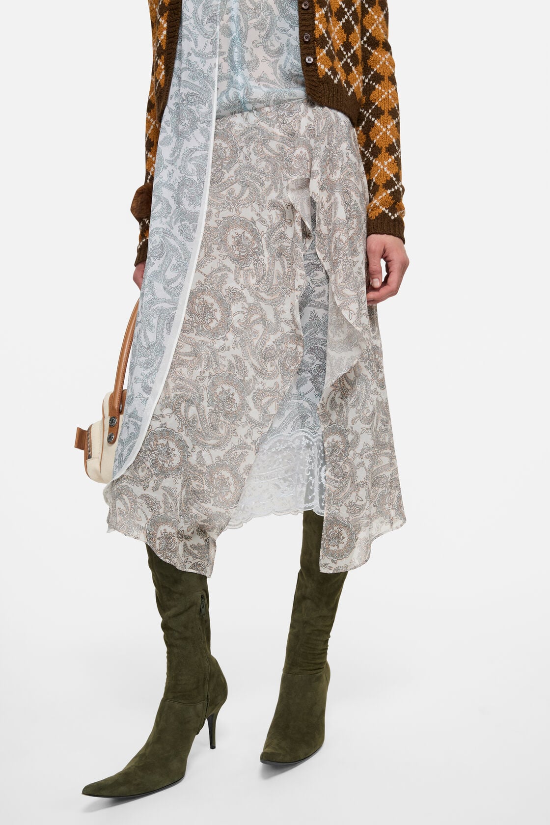 Silk paisley skirt - Light beige