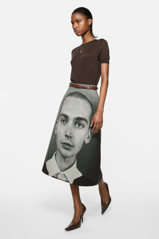 Printed wool skirt - Black/white