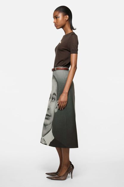 Printed wool skirt - Black/white