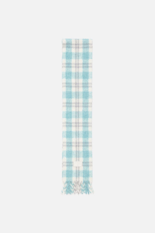 Fringed alpaca-wool scarf - White/Aqua