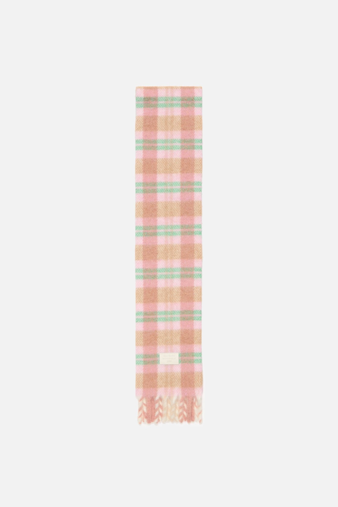 Fringed alpaca-wool scarf - Pastel pink/mint green