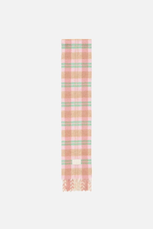 Fringed alpaca-wool scarf - Pastel pink/mint green