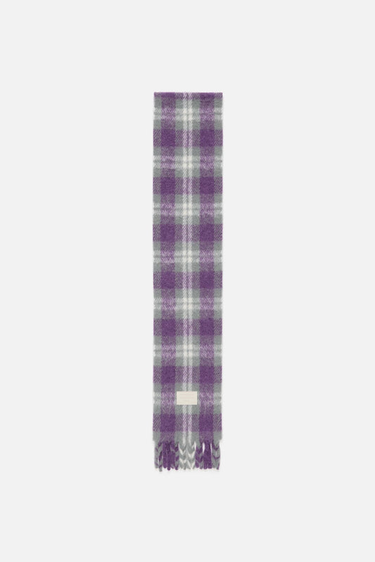 Fringed alpaca-wool scarf - Grey/purple