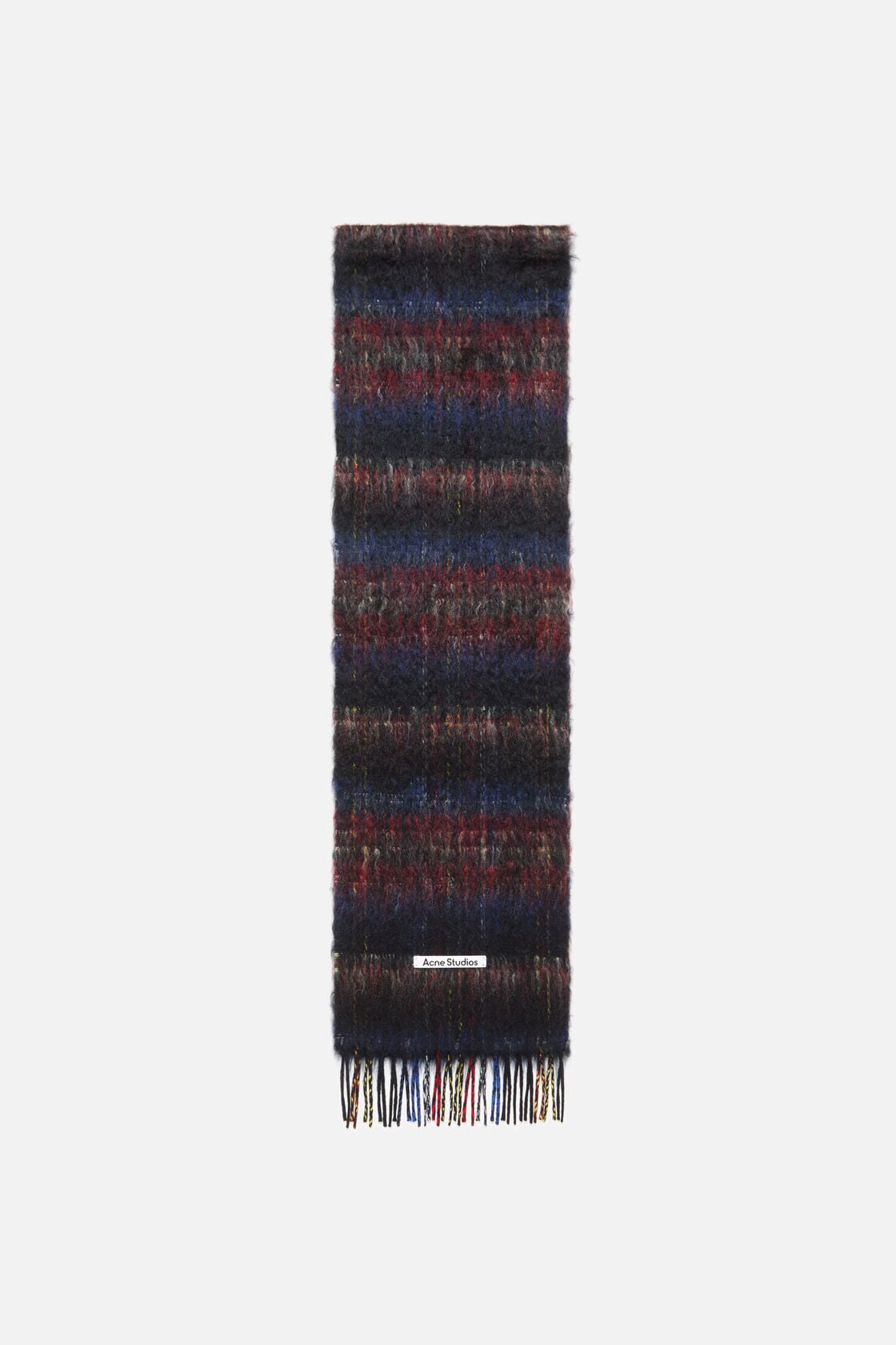 Fringed mohair scarf - Black/red