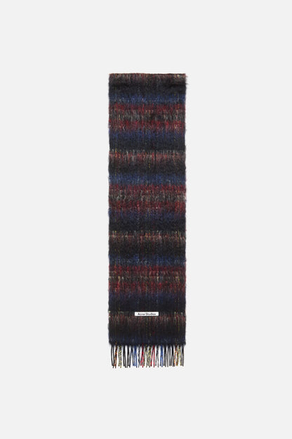 Fringed mohair scarf - Black/red