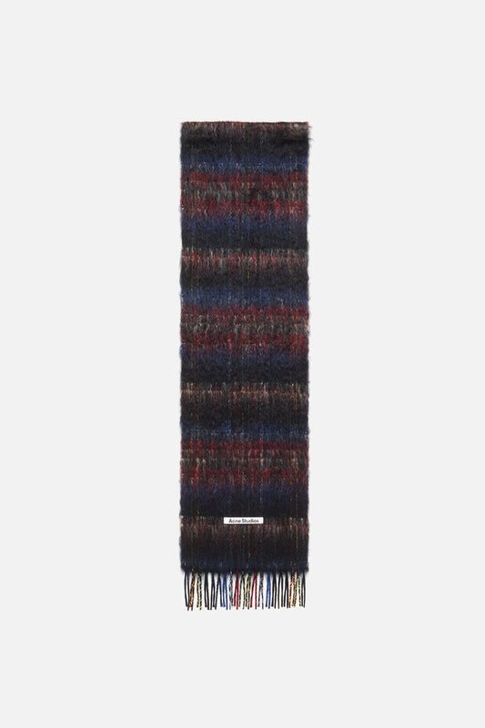 Fringed mohair scarf - Black/red