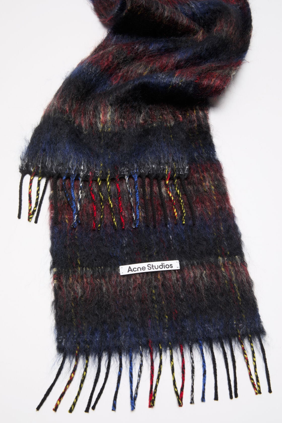 Fringed mohair scarf - Black/red