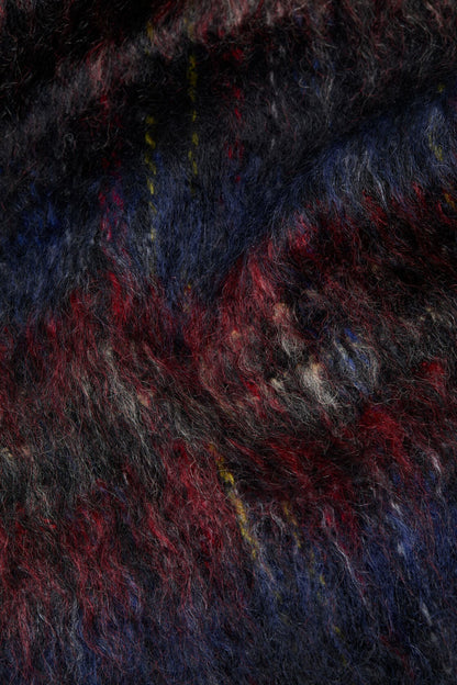 Fringed mohair scarf - Black/red