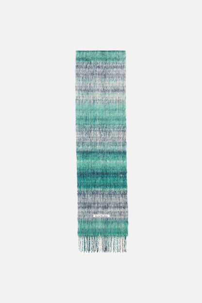 Fringed mohair scarf - White/Aqua