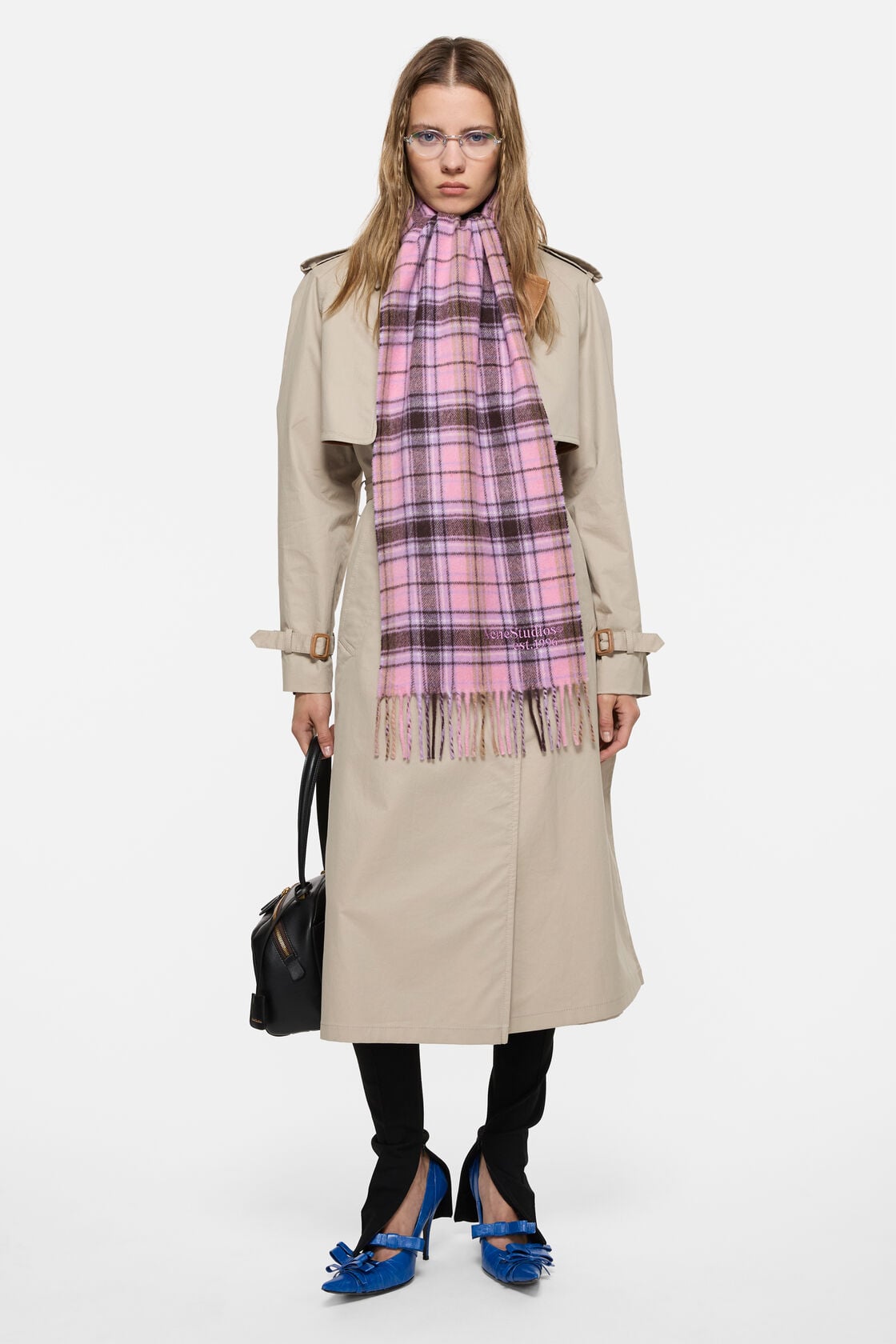 Cashmere scarf - Pink/black