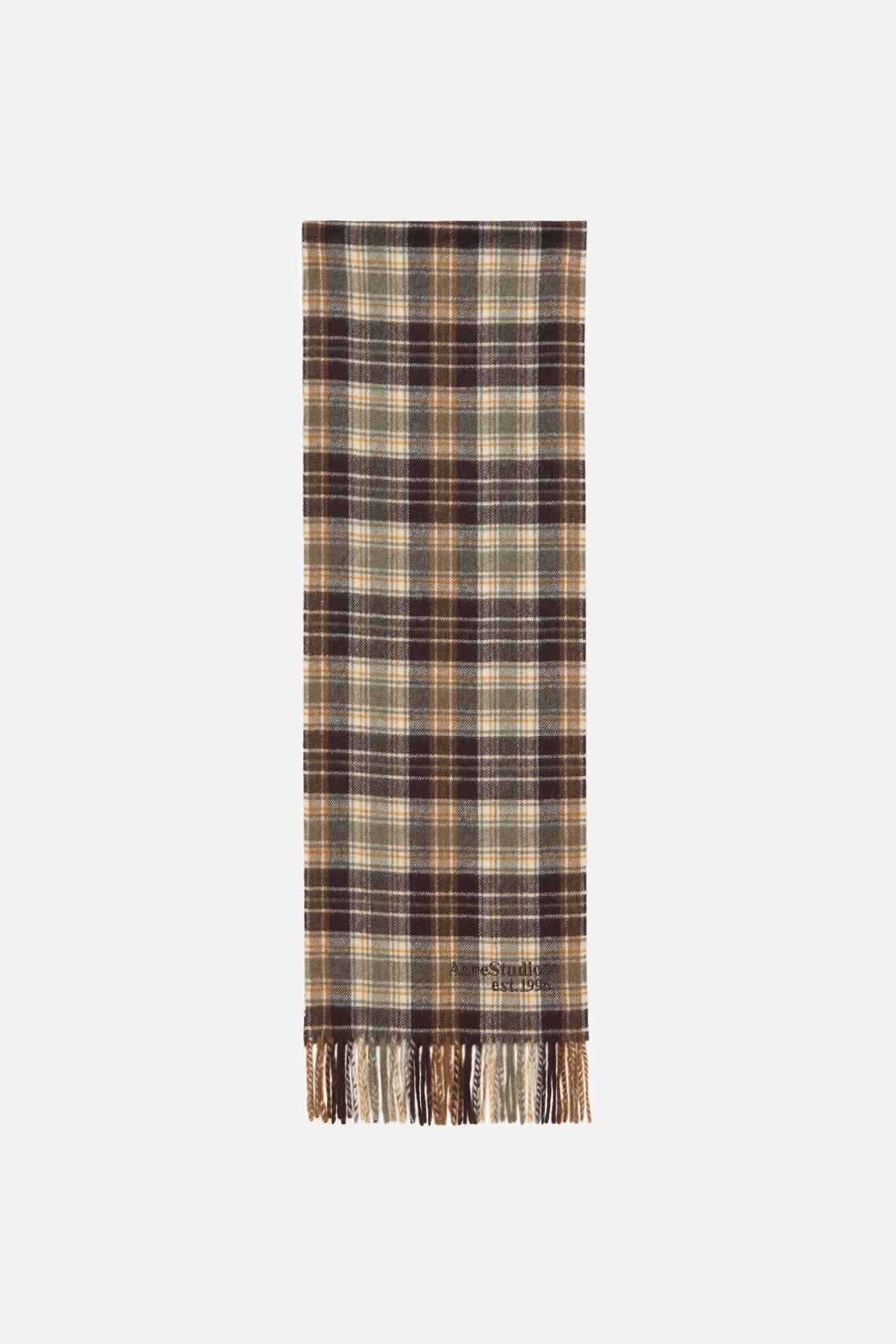 Cashmere scarf - Dark brown/khaki green