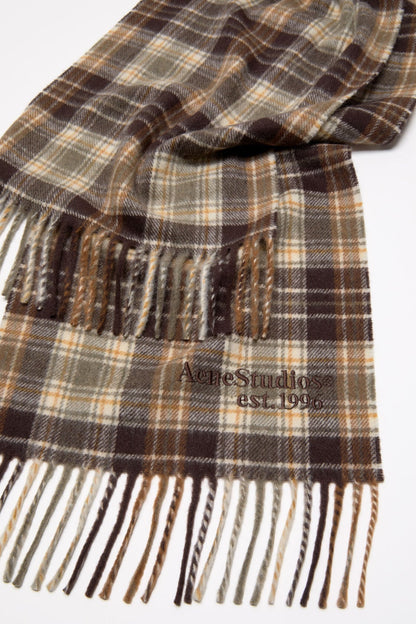 Cashmere scarf - Dark brown/khaki green