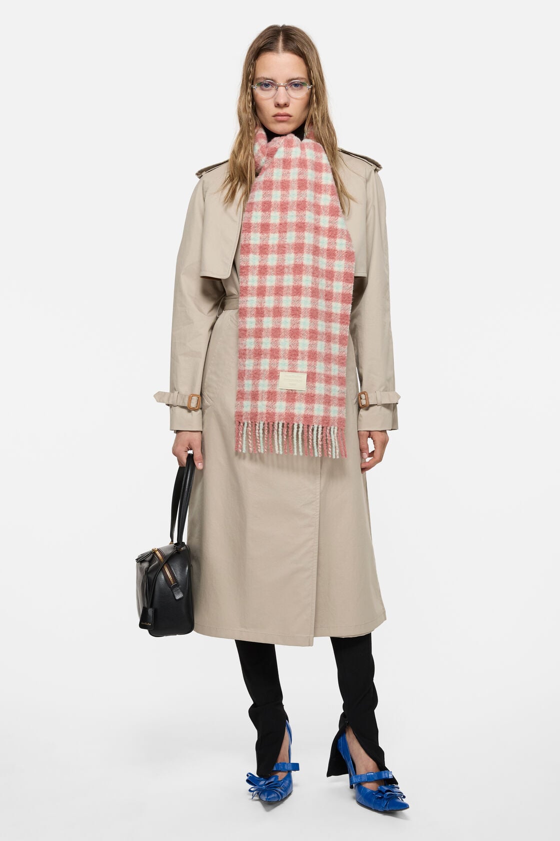 Checked logo scarf - Pink/blue