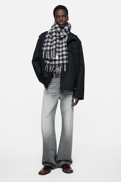 Checked logo scarf - White/black