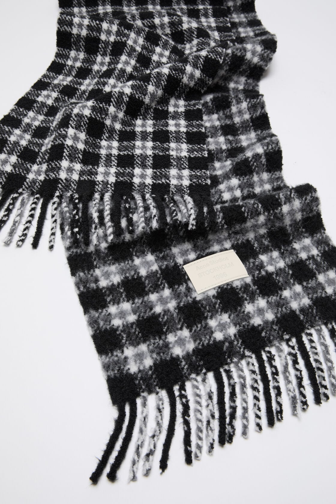 Checked logo scarf - White/black