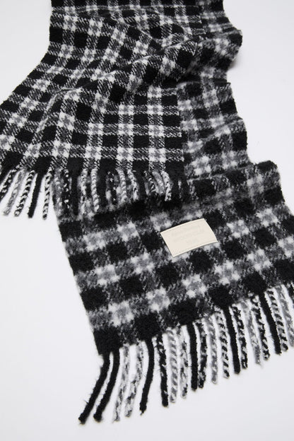 Checked logo scarf - White/black
