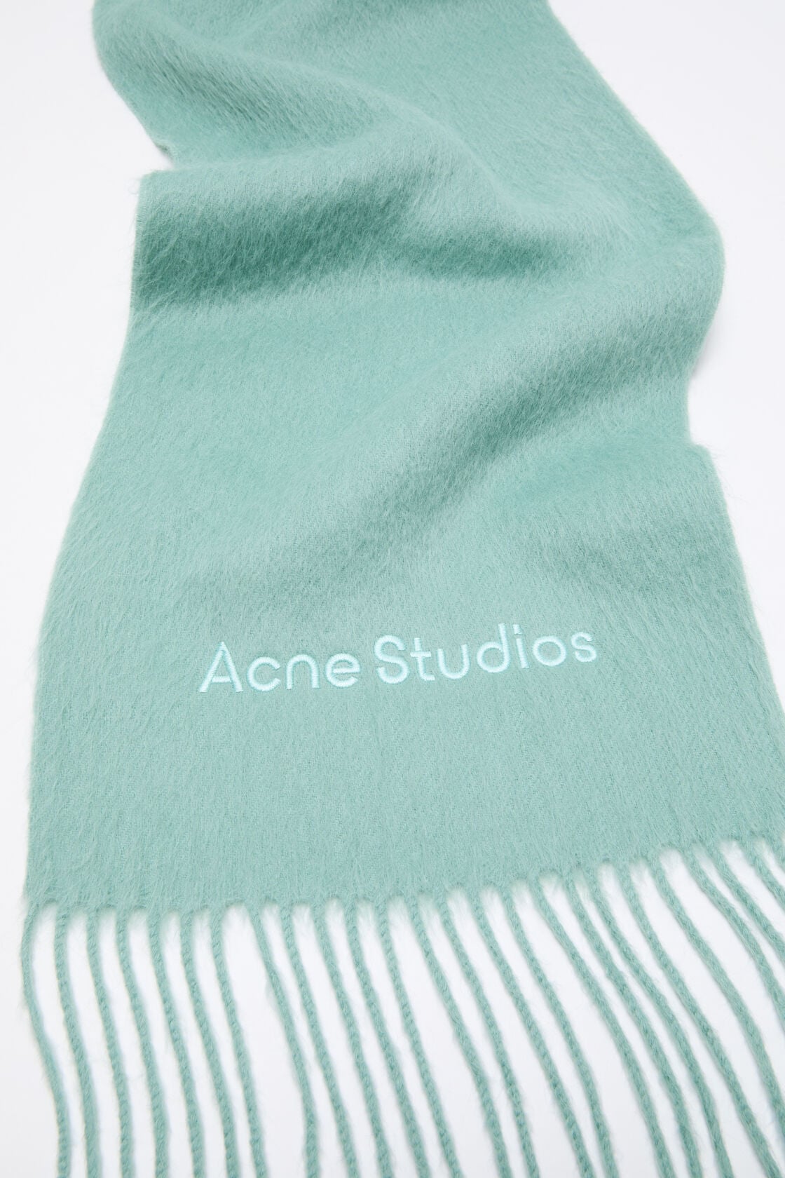 Long-Hair Alpaca-Wool Scarf - Mint green