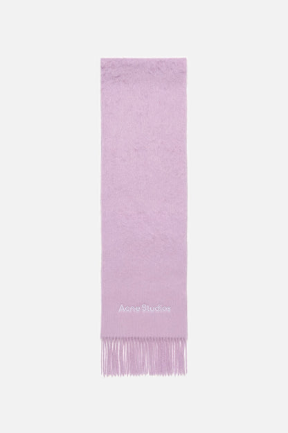 Long-Hair Alpaca-Wool Scarf - Light pink