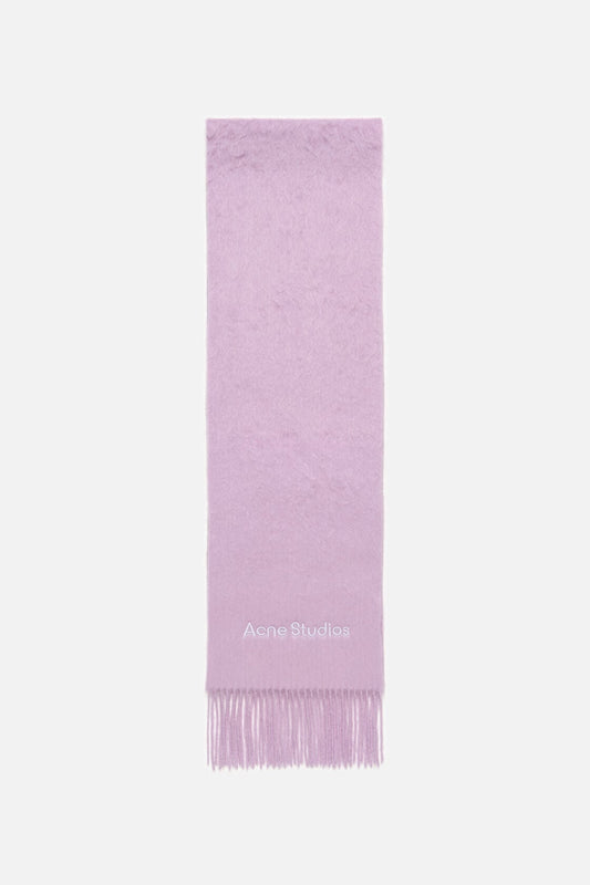 Long-Hair Alpaca-Wool Scarf - Light pink