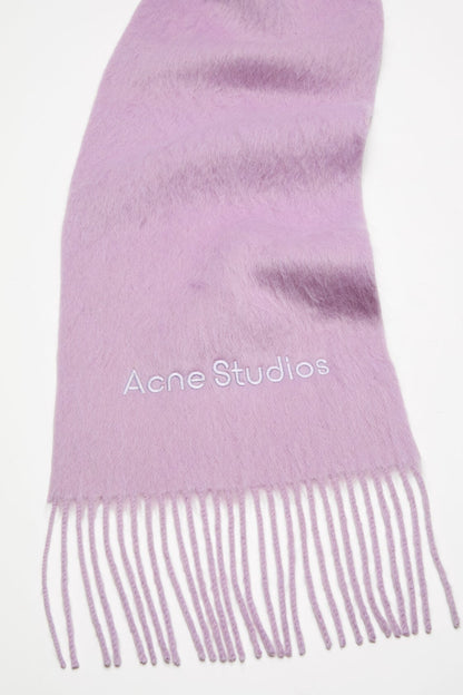 Long-Hair Alpaca-Wool Scarf - Light pink