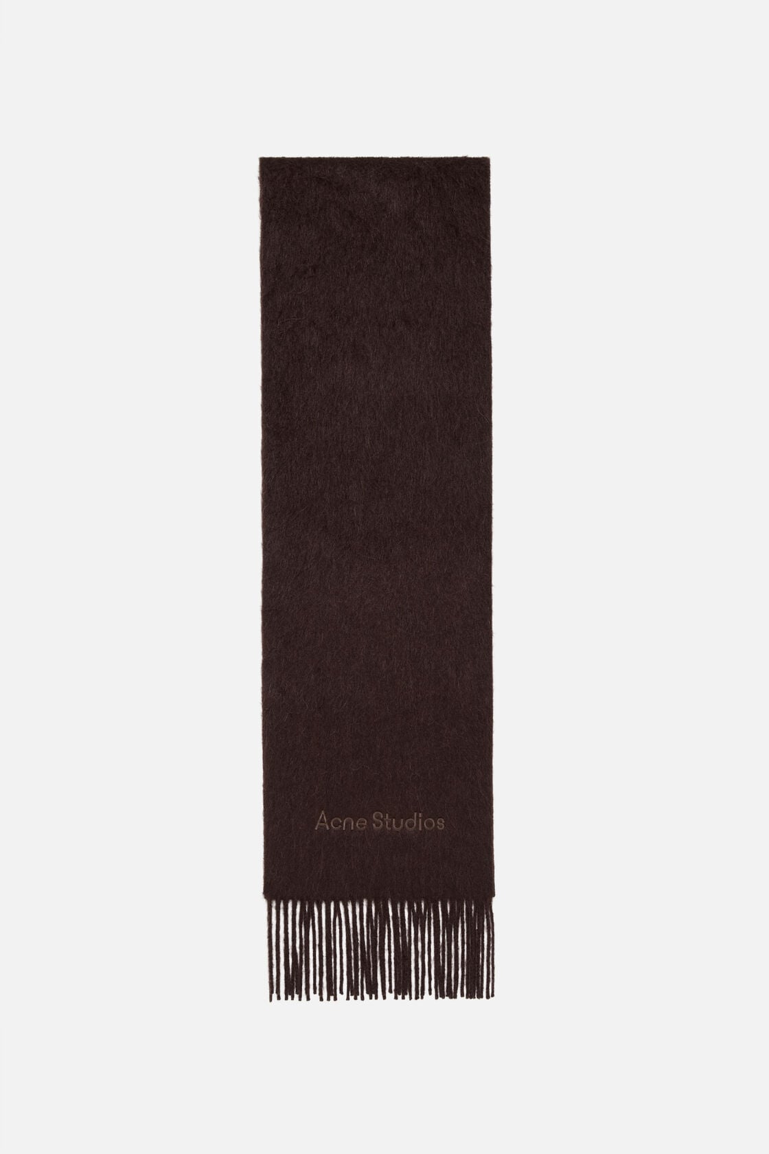 Alpaca wool logo scarf - Dark brown melange