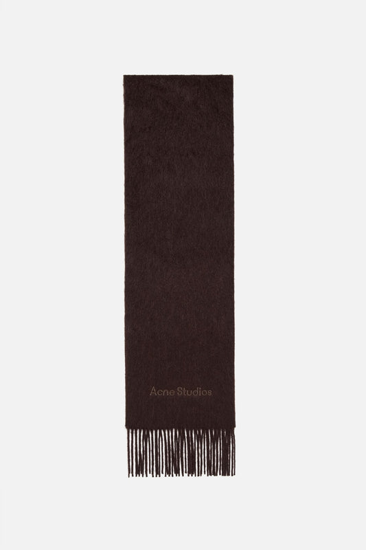 Alpaca wool logo scarf - Dark brown melange