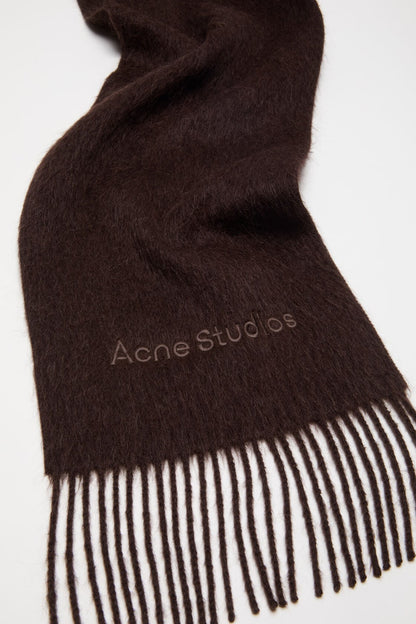 Alpaca wool logo scarf - Dark brown melange
