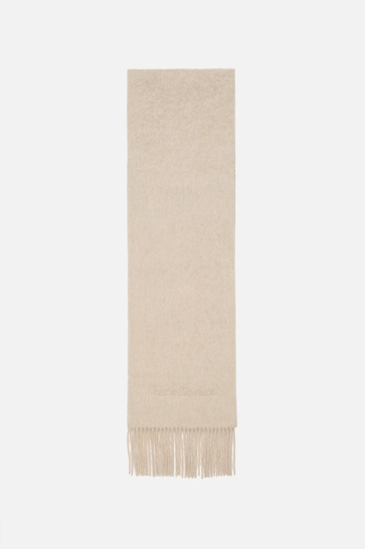 Alpaca wool logo scarf - Oatmeal melange