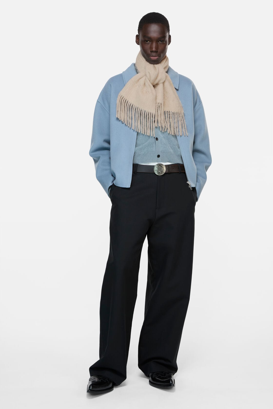 Alpaca wool logo scarf - Oatmeal melange