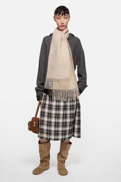 Alpaca wool logo scarf - Oatmeal melange