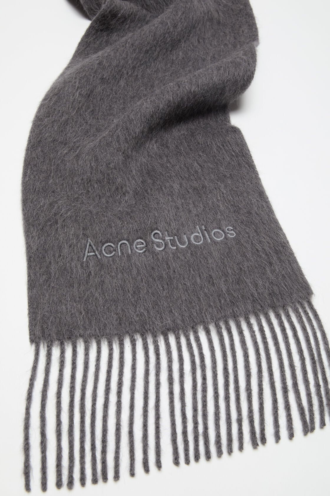 Alpaca wool logo scarf - Grey Melange