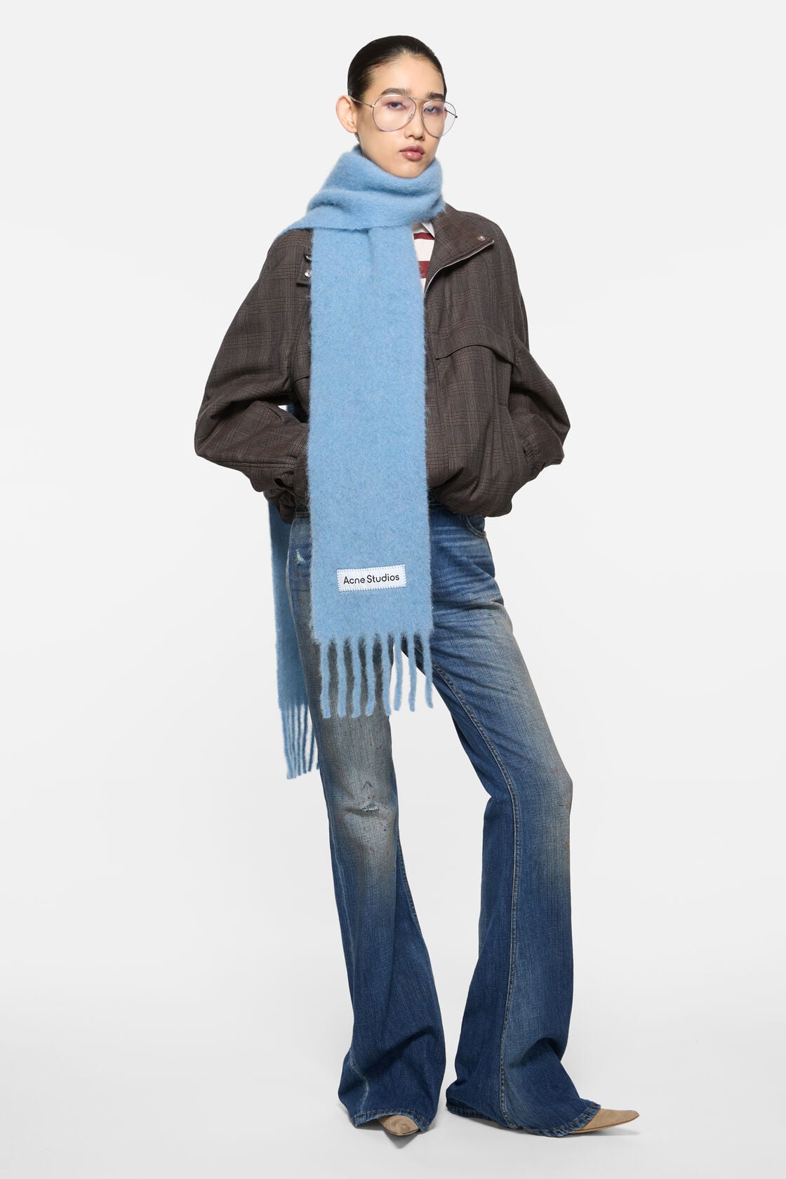 Skinny mohair scarf - Light blue