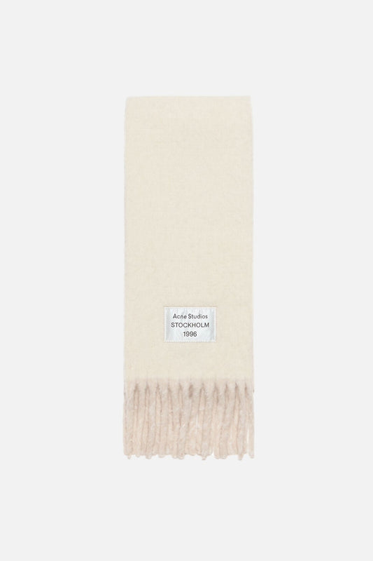 Bicolour Alpaca Scarf - White/beige