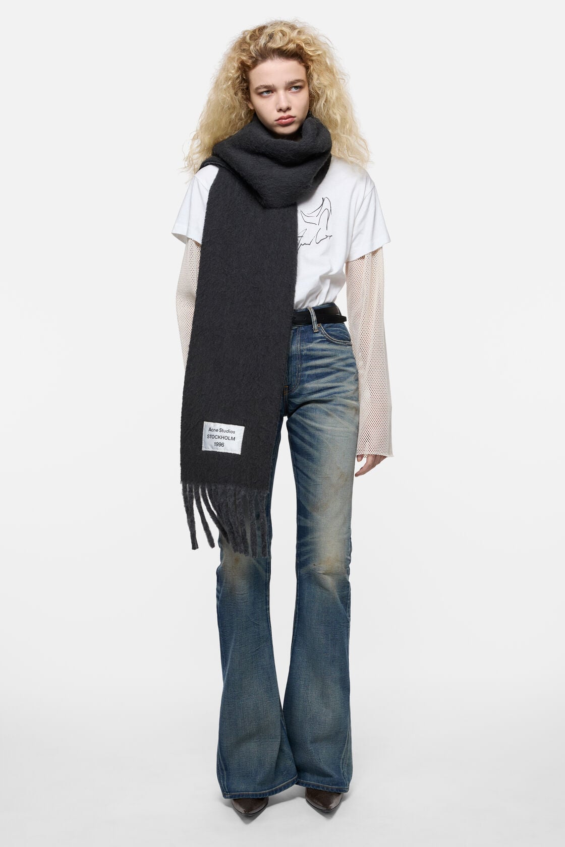 Bicolour Alpaca Scarf - Anthracite/grey