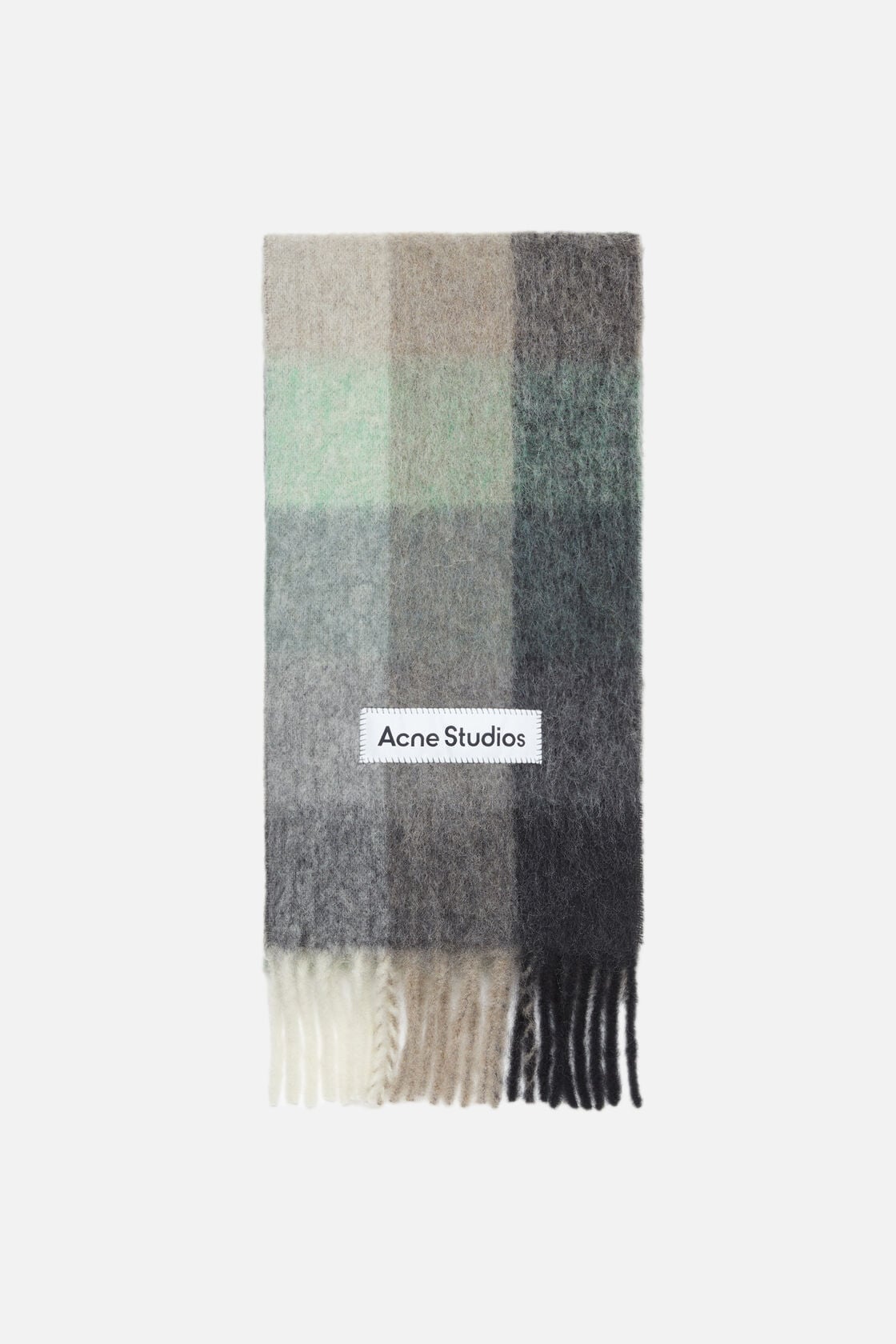 Mohair checked scarf - Green/grey/black