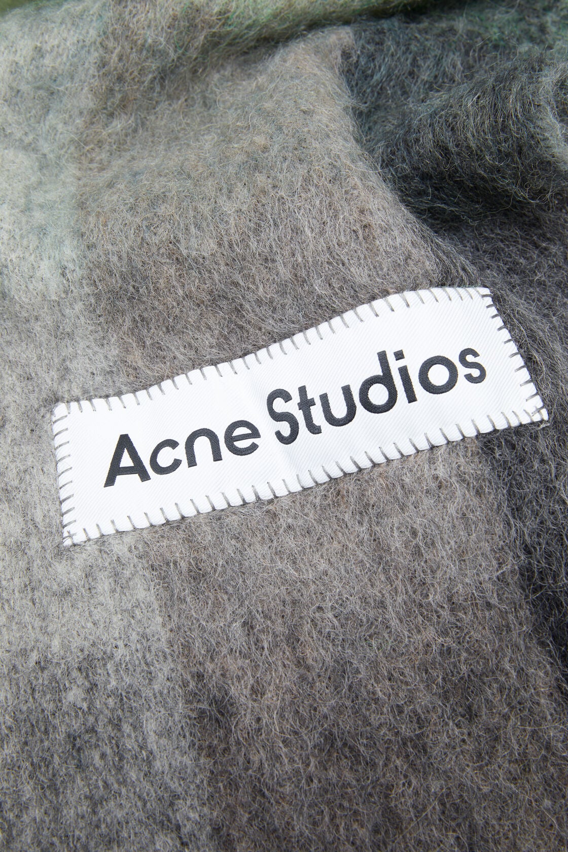 Mohair checked scarf - Green/grey/black