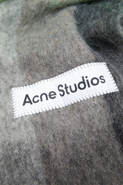 Mohair checked scarf - Green/grey/black