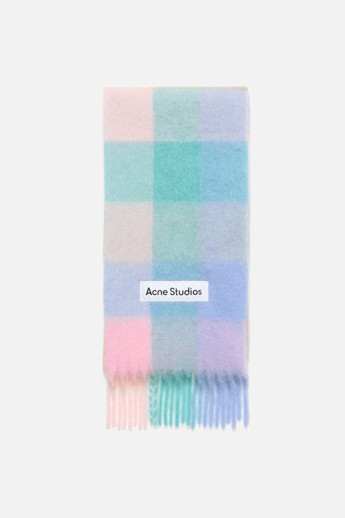 Mohair Check Scarf - Baby blue/Pink/Aqua